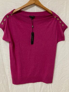 NWT Women S Talbots Pink Short Sleeve Top Sweater Work Casual Preppy Classic